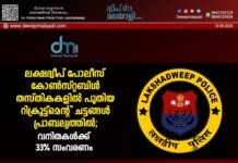 ലക്ഷദ്വീപ് പോലീസ് കോൺസ്റ്റബിൾ തസ്തികകളിൽ പുതിയ റിക്രൂട്ട്മെന്റ് ചട്ടങ്ങൾ പ്രാബല്യത്തിൽ; വനിതകൾക്ക് 33% സംവരണം.
