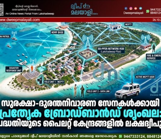 സുരക്ഷാ-ദുരന്തനിവാരണ സേനകൾക്കായി പ്രത്യേക ബ്രോഡ്ബാൻഡ് ശൃംഖല: പദ്ധതിയുടെ പൈലറ്റ് കേന്ദ്രങ്ങളിൽ ലക്ഷദ്വീപും